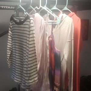 Lot of 6 womens sz medium designer brand shirts polo, dkny, CK, Jessica simpson